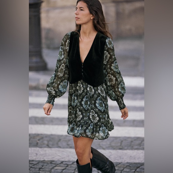 ZARA ~ PRINTED DRESS WITH VEST - Picture 3 of 10